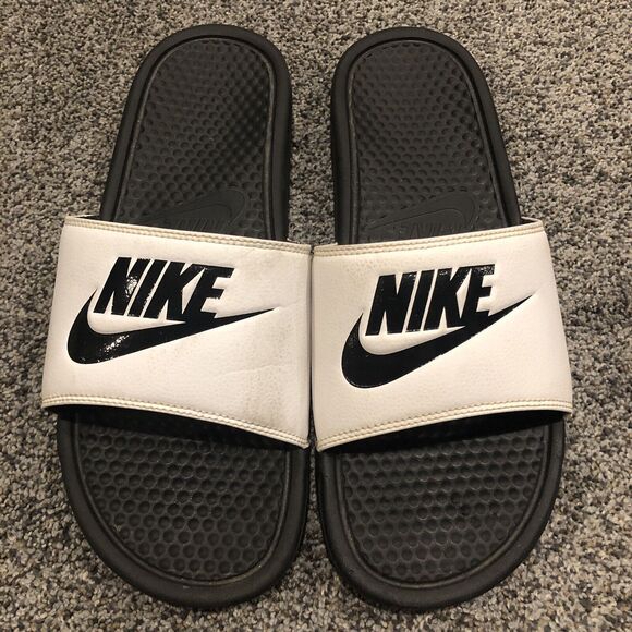 Nike Other - Nike Benassi Slides Mens 11 12 Sandals Black White Swoosh